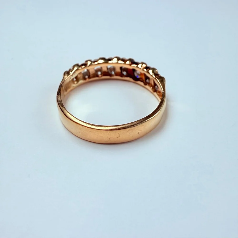 Estate 14K Solid Yellow Gold .60 TCW Natural Diamond Double Row Band VTG Ring - Picture 3 of 10